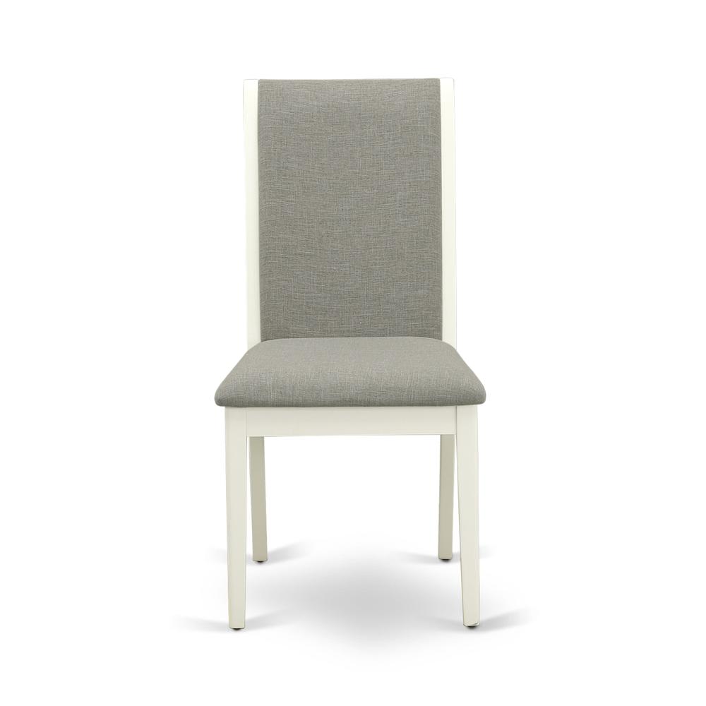 AMLA3-LWH-06 3 Pc Dining Table Set - 1 Wooden Dining Table and 2 Shitake Kitchen Chairs - Linen White Finish