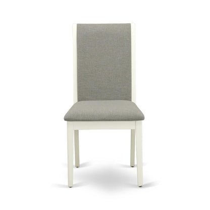AMLA3-LWH-06 3 Pc Dining Table Set - 1 Wooden Dining Table and 2 Shitake Kitchen Chairs - Linen White Finish
