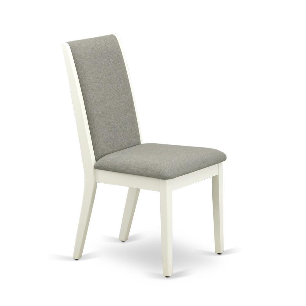 AMLA3-LWH-06 3 Pc Dining Table Set - 1 Wooden Dining Table and 2 Shitake Kitchen Chairs - Linen White Finish