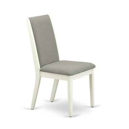 AMLA3-LWH-06 3 Pc Dining Table Set - 1 Wooden Dining Table and 2 Shitake Kitchen Chairs - Linen White Finish