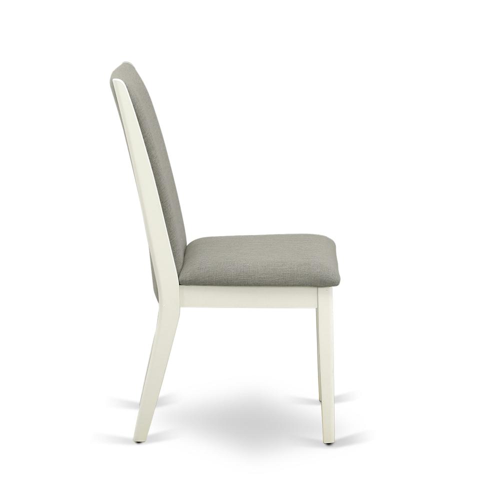 AMLA3-LWH-06 3 Pc Dining Table Set - 1 Wooden Dining Table and 2 Shitake Kitchen Chairs - Linen White Finish