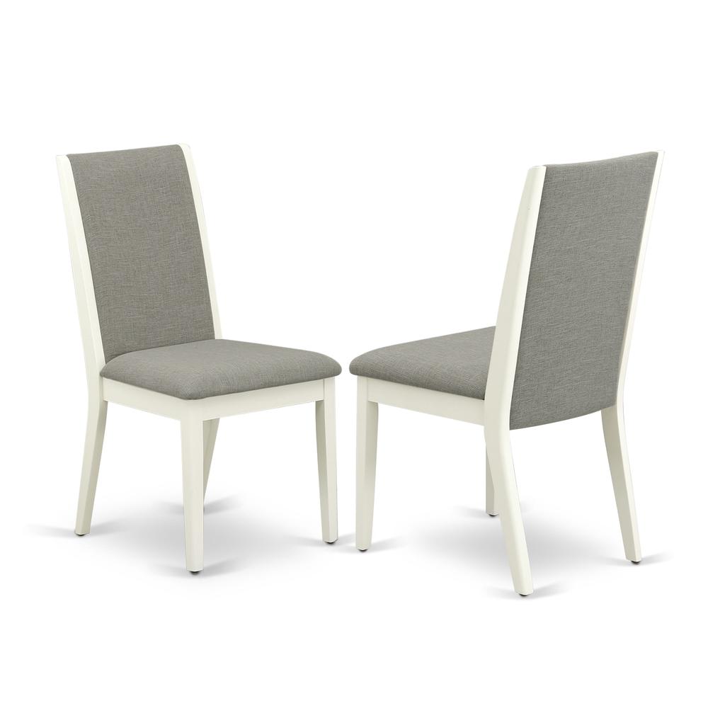 AMLA3-LWH-06 3 Pc Dining Table Set - 1 Wooden Dining Table and 2 Shitake Kitchen Chairs - Linen White Finish