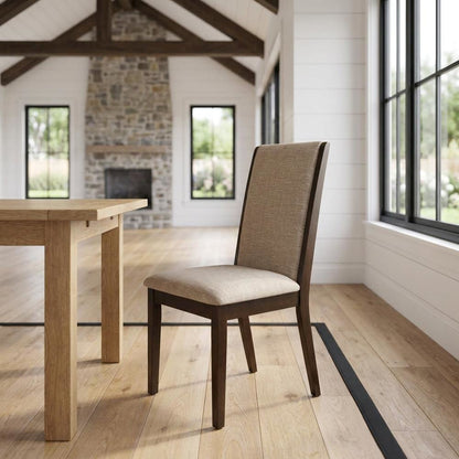 Upholstered Parsons Dining Chair with High Back, Light Tan, Set of 2