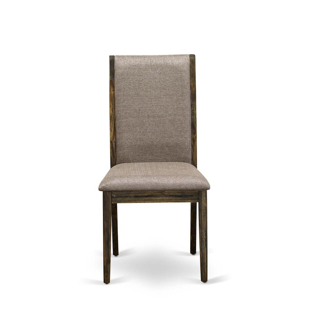 7-pc dining set with Chair’s Legs and Dark Khaki Linen Fabric