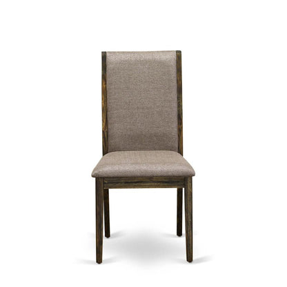7-pc dining set with Chair’s Legs and Dark Khaki Linen Fabric
