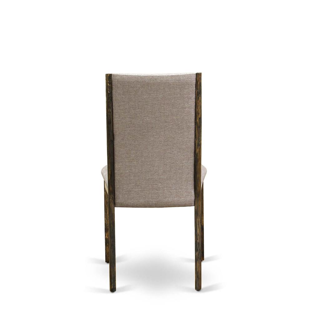 7-pc dining set with Chair’s Legs and Dark Khaki Linen Fabric
