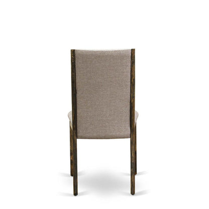 7-pc dining set with Chair’s Legs and Dark Khaki Linen Fabric