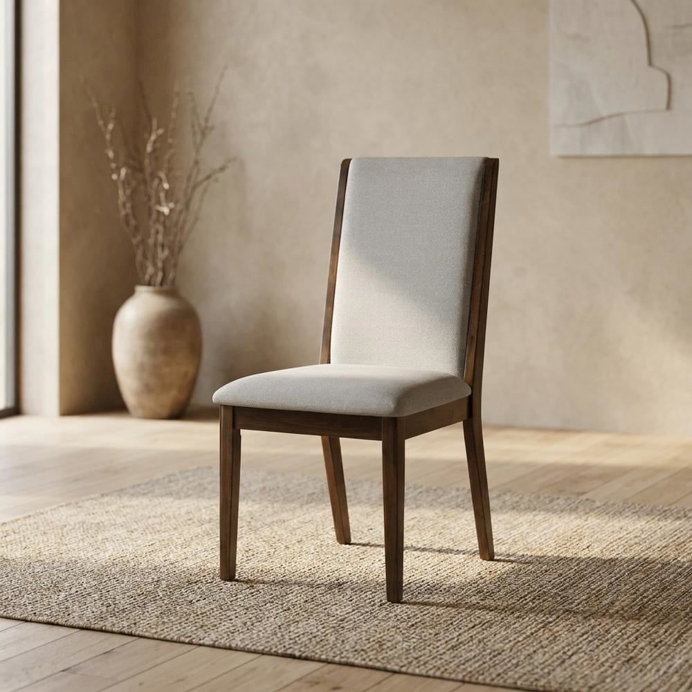 Fabric-Upholstered Parsons Dining Chair with High Back for Dining Room, Grey, Set of 2