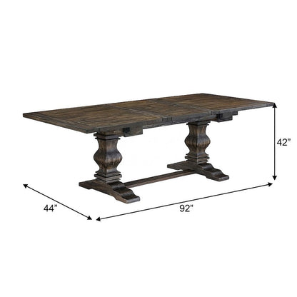 Extendable Dining Table with Removable Leaf and Double Pedestal, Jacobean