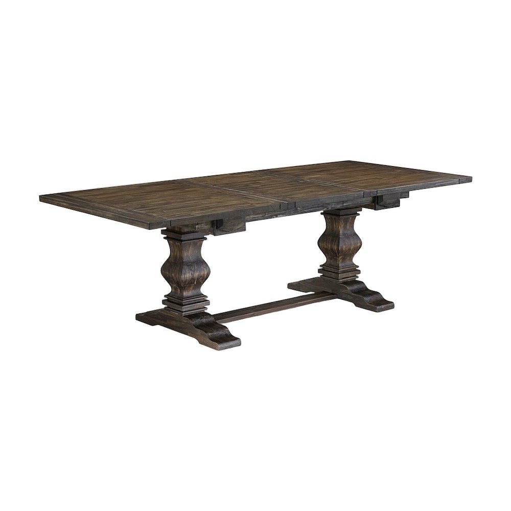 Extendable Dining Table with Removable Leaf and Double Pedestal, Jacobean