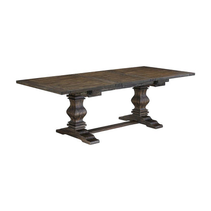 Extendable Dining Table with Removable Leaf and Double Pedestal, Jacobean