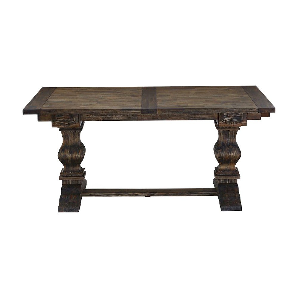Extendable Dining Table with Removable Leaf and Double Pedestal, Jacobean