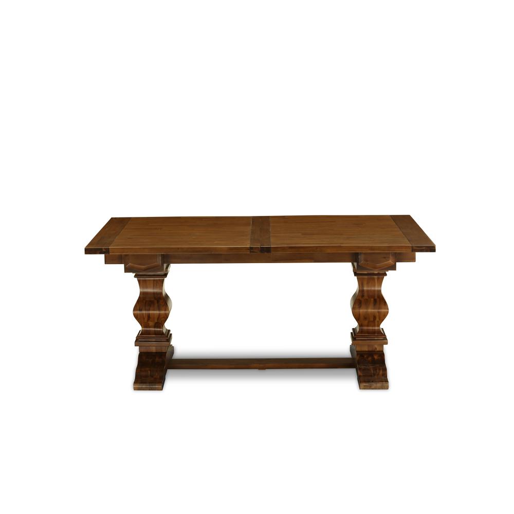 East West Furniture LAT-08-TP Lassale Modern Dining Rectangle Kitchen Table Top with Removable Leaf & Double Pedestal Base, 42x92 Inch, Walnut