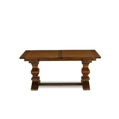 East West Furniture LAT-08-TP Lassale Modern Dining Rectangle Kitchen Table Top with Removable Leaf & Double Pedestal Base, 42x92 Inch, Walnut