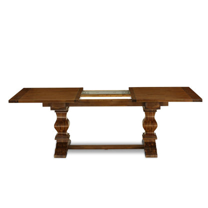 East West Furniture LAT-08-TP Lassale Modern Dining Rectangle Kitchen Table Top with Removable Leaf & Double Pedestal Base, 42x92 Inch, Walnut