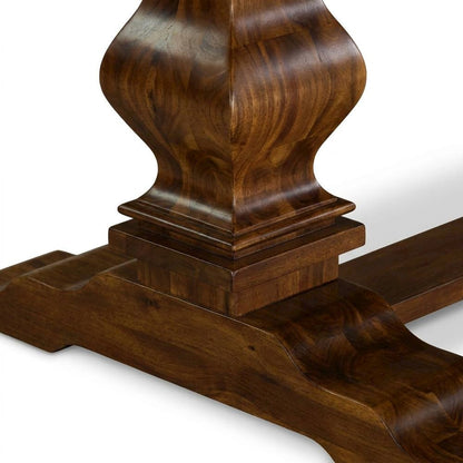 Extendable Dining Table with Removable Leaf and Double Pedestal, Walnut