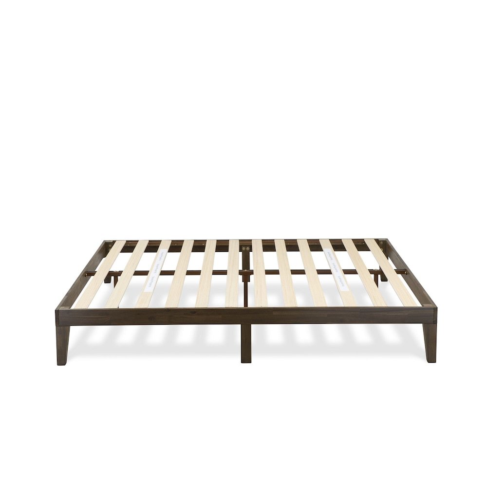 King Size Platform Bed with 4 Legs and 2 Extra Center Legs - Walnut Finish