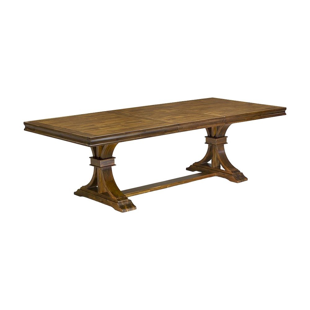 Solid Wood Rectangular Farmhouse Dining Table, Seats Six, Antique Walnut