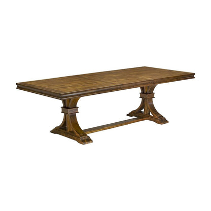 Solid Wood Rectangular Farmhouse Dining Table, Seats Six, Antique Walnut