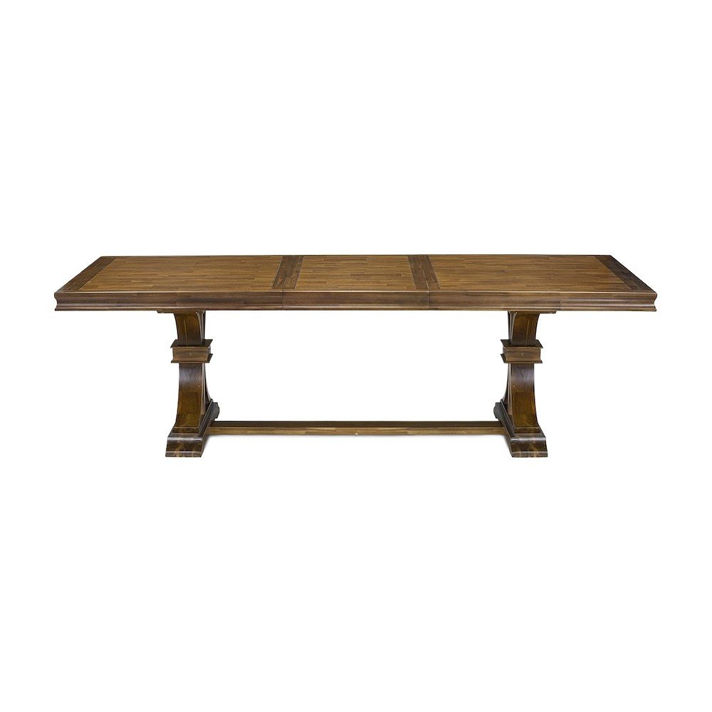 Solid Wood Rectangular Farmhouse Dining Table, Seats Six, Antique Walnut