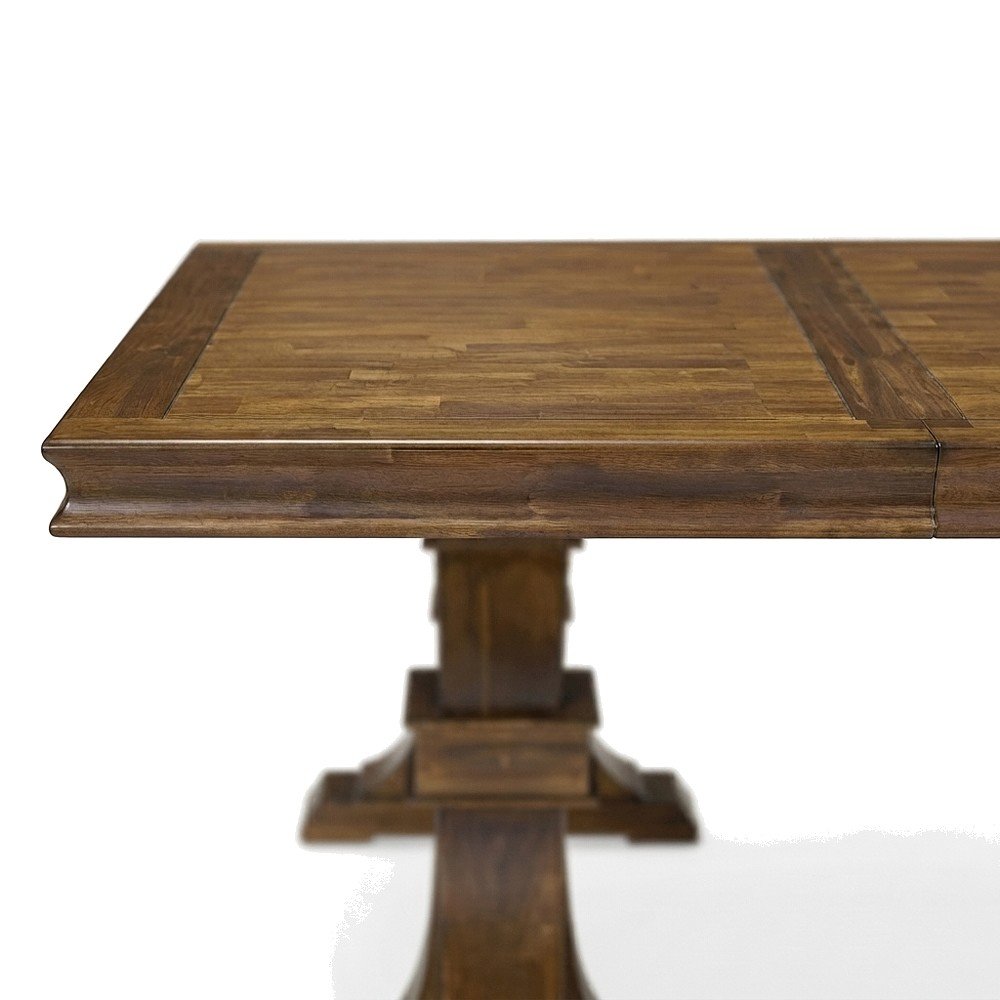 Solid Wood Rectangular Farmhouse Dining Table, Seats Six, Antique Walnut