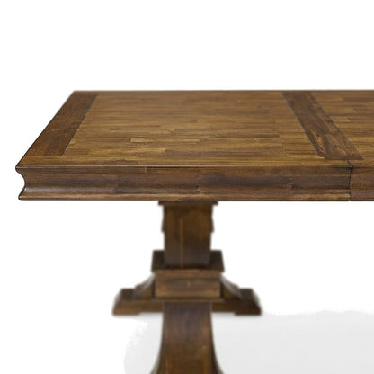 Solid Wood Rectangular Farmhouse Dining Table, Seats Six, Antique Walnut