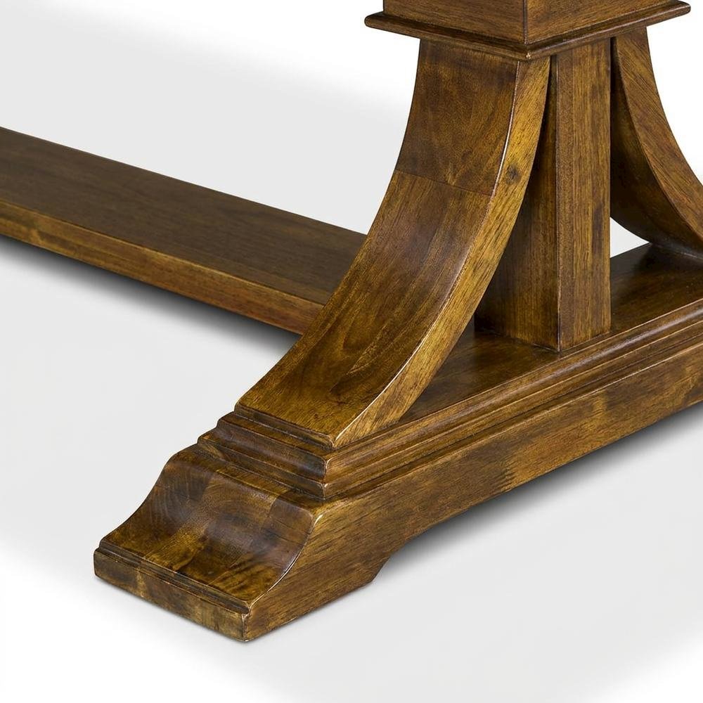 Solid Wood Rectangular Farmhouse Dining Table, Seats Six, Antique Walnut