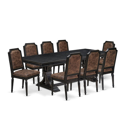 9 piece Modern Dining Table Set includes a Dining Table and 8 Kitchen Chairs