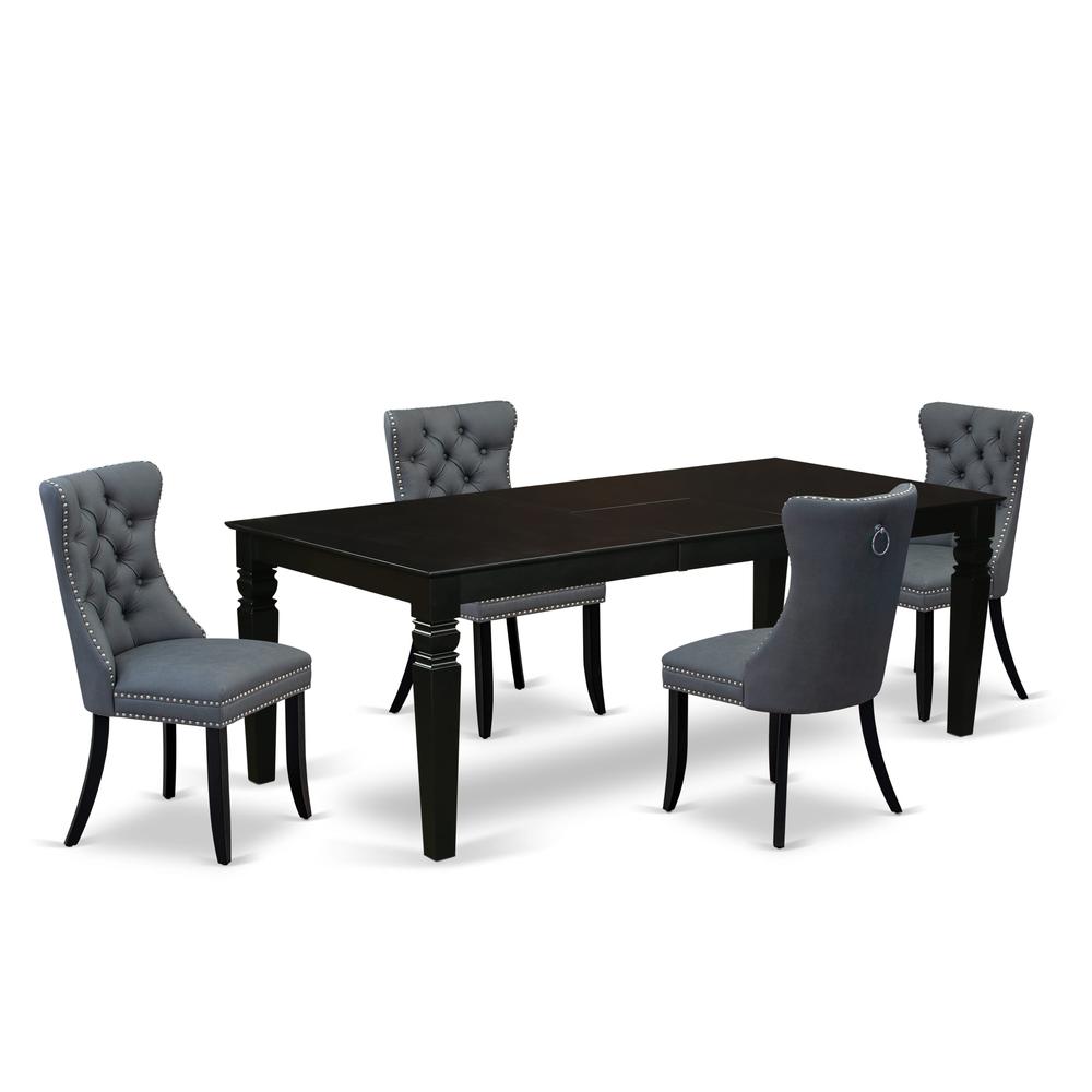 5 Piece Dining Table Set Contains a Rectangle Wooden Table with Butterfly Leaf