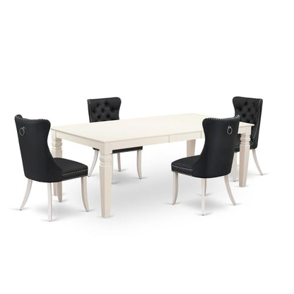 5 Piece Dinette Set Contains a Rectangle Kitchen Table with Butterfly Leaf