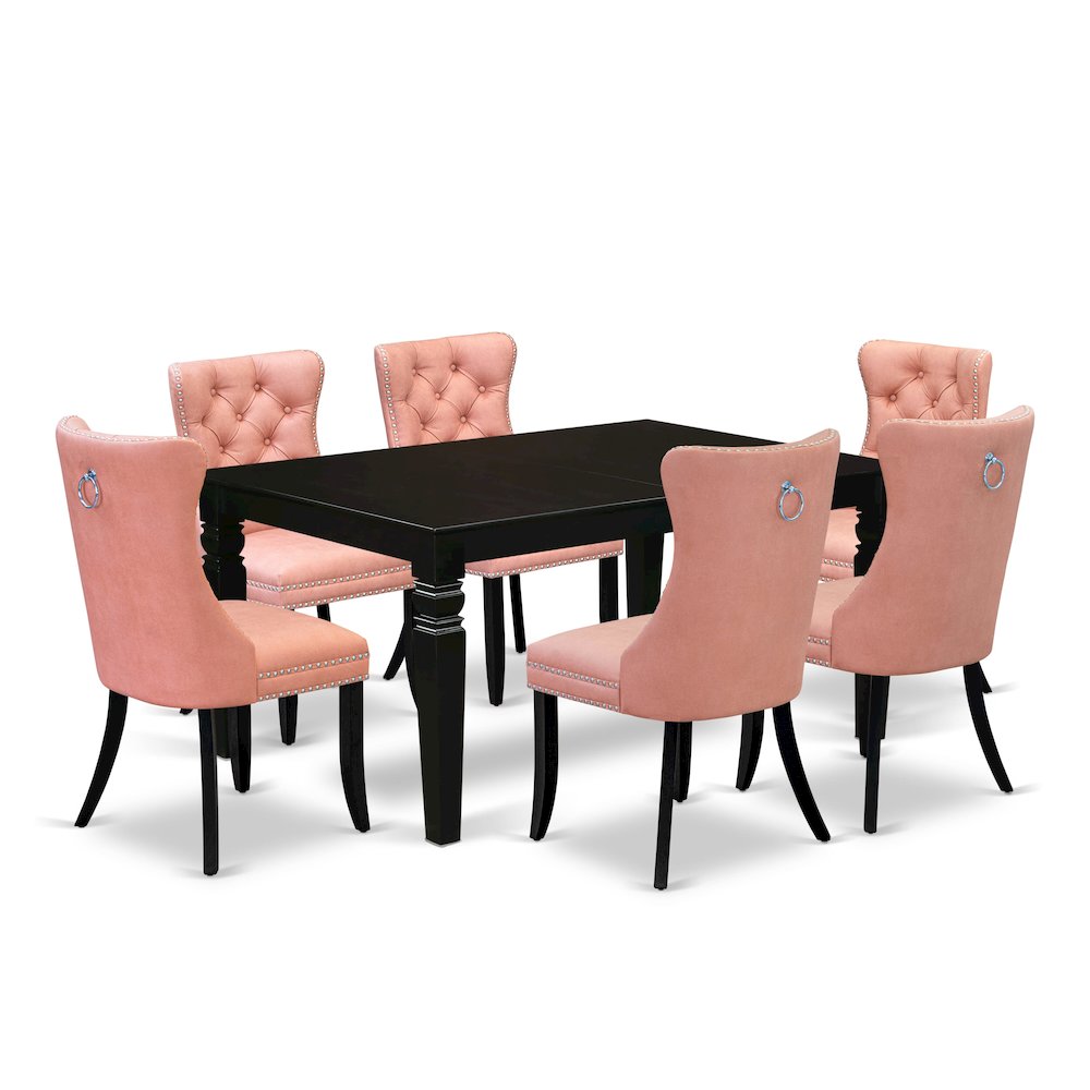 7 Piece Dining Table Set Contains a Rectangle Kitchen Table with Butterfly Leaf