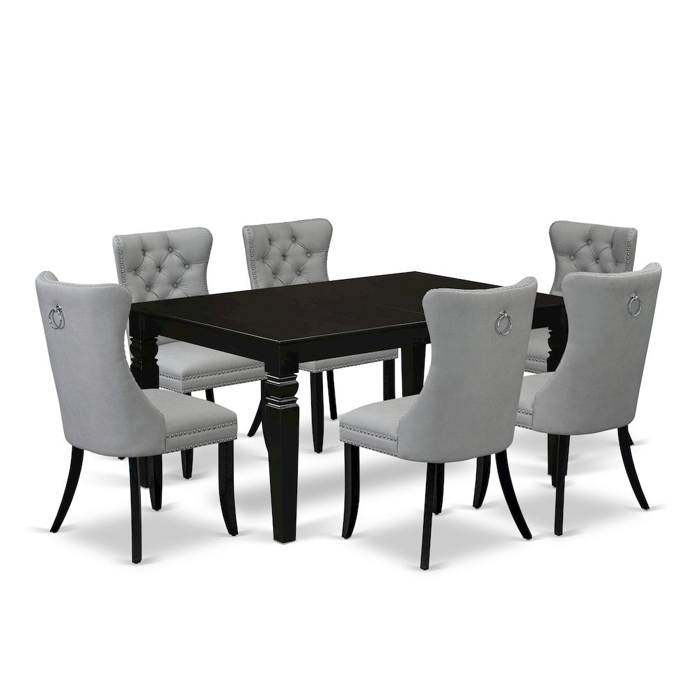 7 Piece Dining Table Set Contains a Rectangle Kitchen Table with Butterfly Leaf