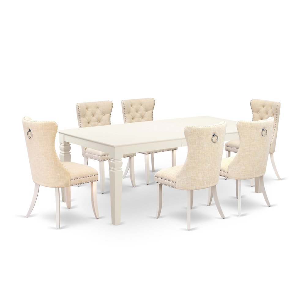 7 Piece Dinette Set Contains a Rectangle Dining Table with Butterfly Leaf