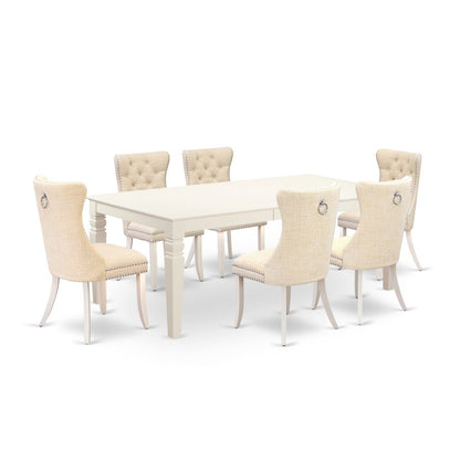 7 Piece Dinette Set Contains a Rectangle Dining Table with Butterfly Leaf