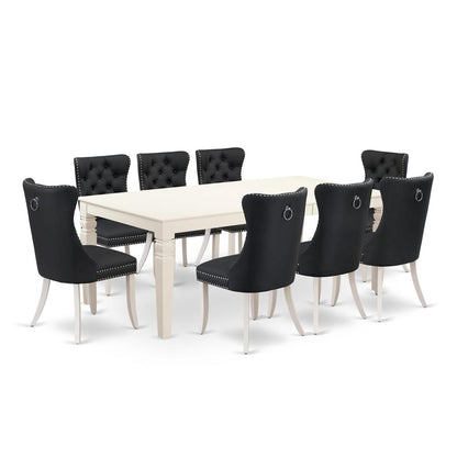 9 Piece Dining Table Set Contains a Rectangle Kitchen Table with Butterfly Leaf