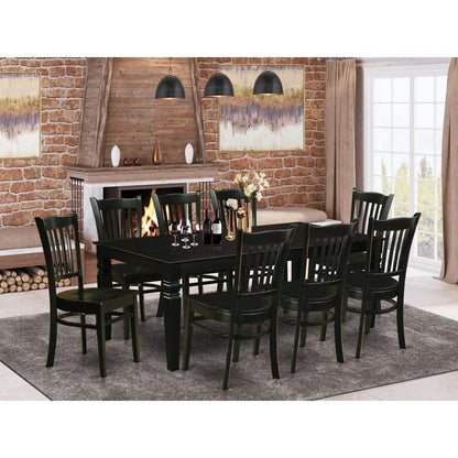 9  Pc  Dining  Room  set  with  a  Kitchen  Table  and  8  Wood  Kitchen  Chairs  in  Black