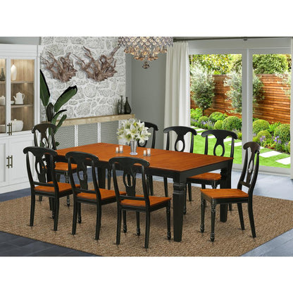 9  PC  Table  and  chair  set  with  a  Dining  Table  and  8  Dining  Chairs  in  Black  and  Cherry