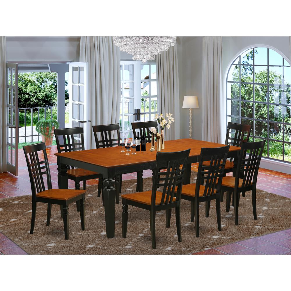 9  Pc  Table  and  chair  set  with  a  Dining  Table  and  8  Dining  Chairs  in  Black  and  Cherry