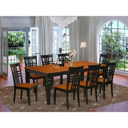9  Pc  Table  and  chair  set  with  a  Dining  Table  and  8  Dining  Chairs  in  Black  and  Cherry