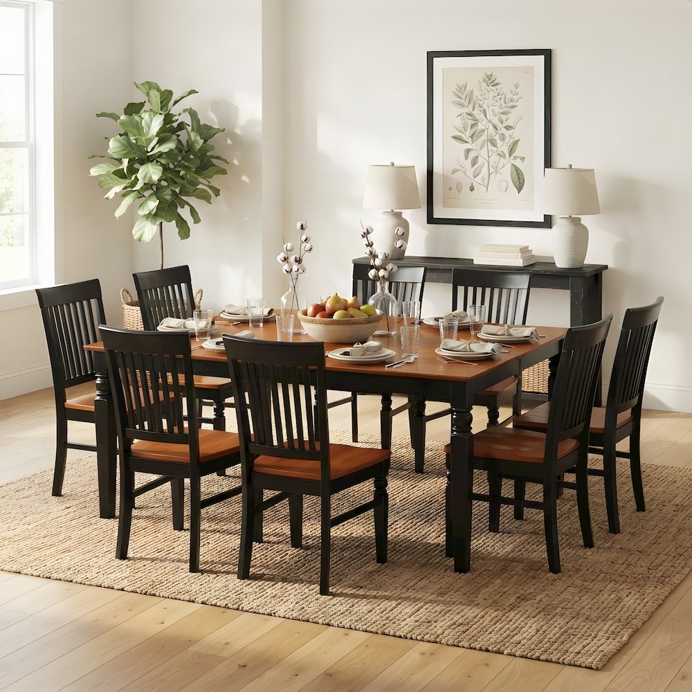Modern Farmhouse Wood Dining Table Set with Butterfly Leaf and Chairs