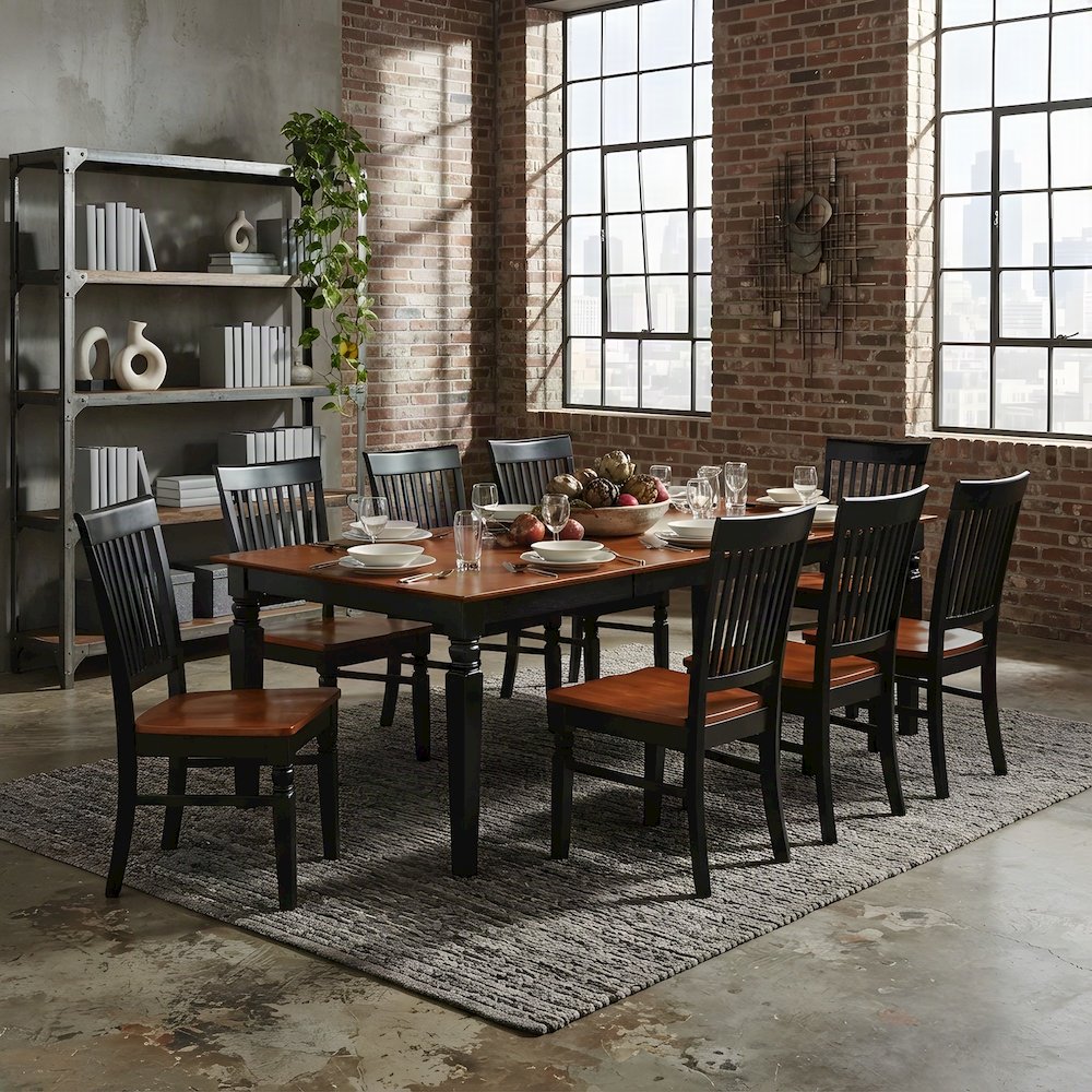 Modern Farmhouse Wood Dining Table Set with Butterfly Leaf and Chairs