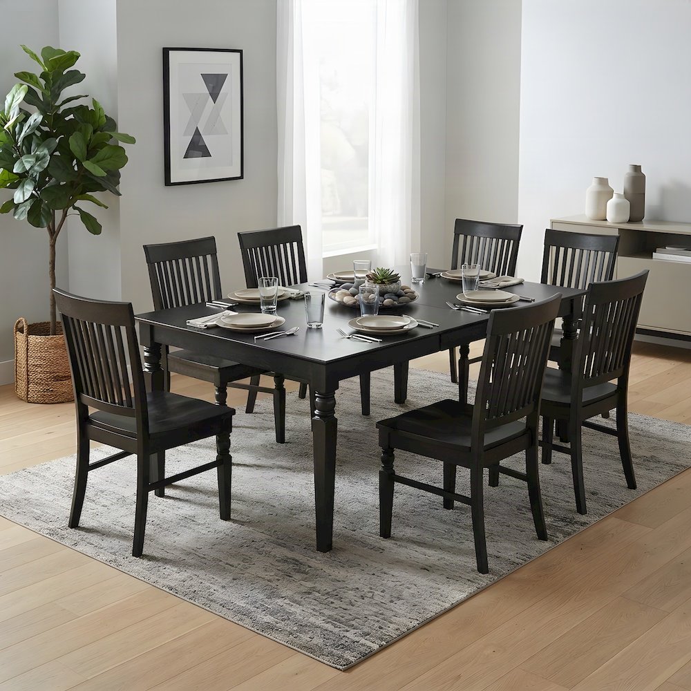Solid Wood Dining Table Set with 8 Kitchen Chairs, Traditional 9 Piece Set