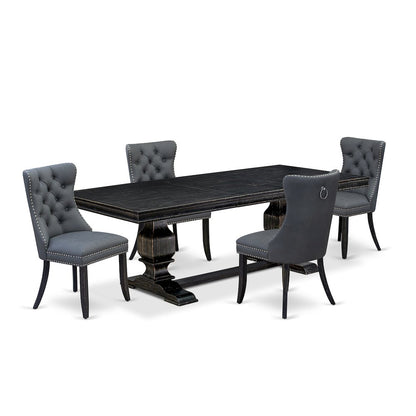 5 Pieces Modern Dining Set a Rectangle Kitchen Table and 4 Dining Chairs