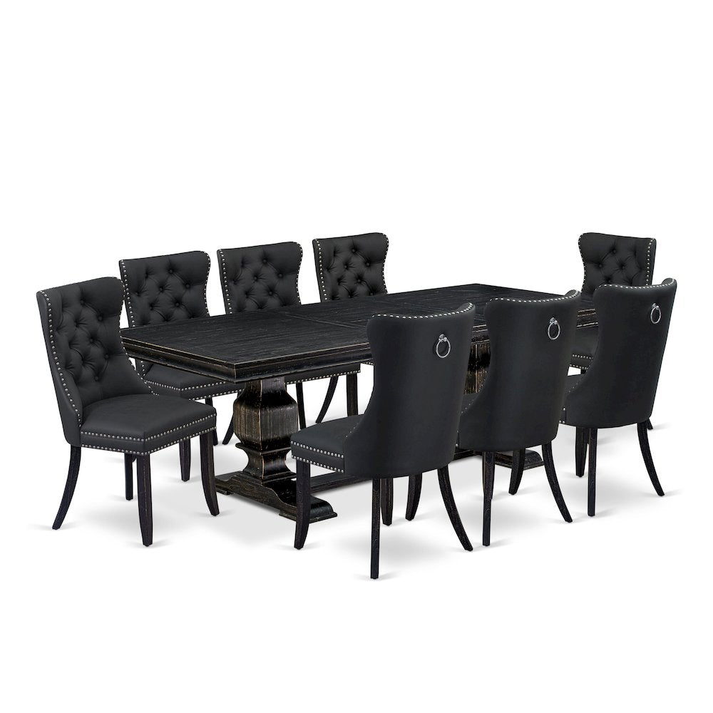 9 Pieces Dining Table Set a Rectangle Table and 8 Dining Chairs