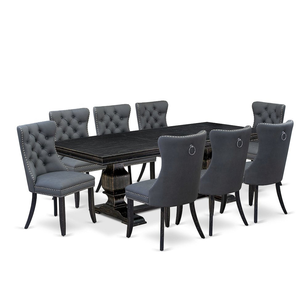 9 Pieces Dining Table Set a Rectangle Table and 8 Dining Chairs