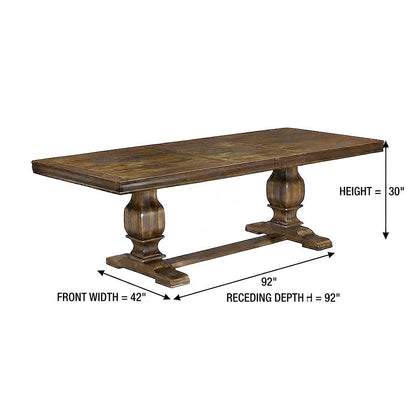 Solid Wood Dining Table Set with, Light Beige, 7 Pieces, 7 Piece Set