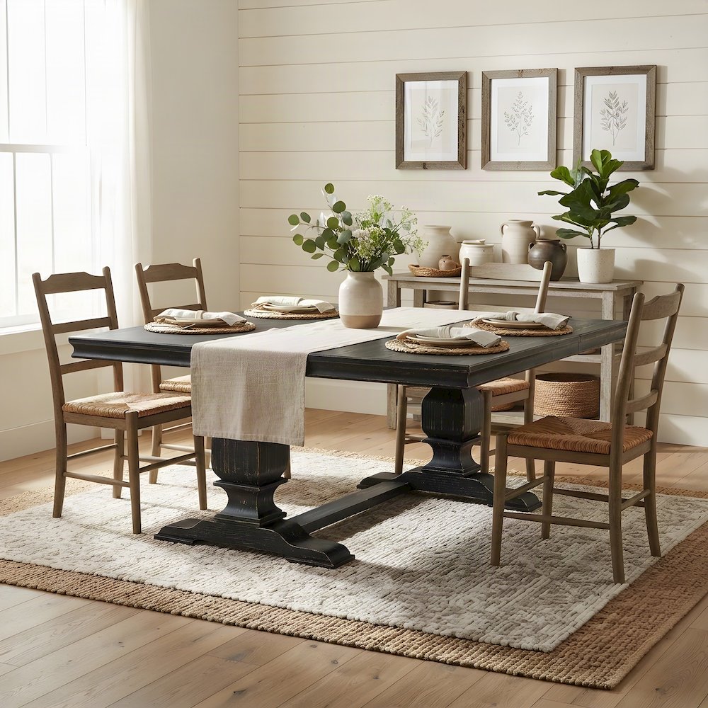 Solid Wood Rectangular Dining Table, Modern Kitchen Dinner Table