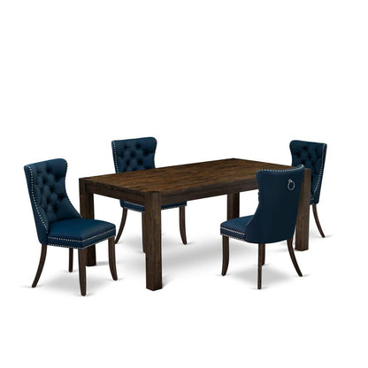 5 Piece Dinette Set Includes a Rectangle Rustic Wood Dining Table and 4 Chairs