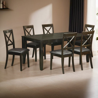 Elegant Dining Table Set for 6 with Leaf Extension and 6 Chairs