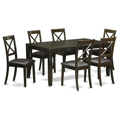 Elegant Dining Table Set for 6 with Leaf Extension and 6 Chairs